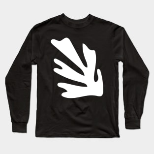 Black and White Leaf Cutout Long Sleeve T-Shirt